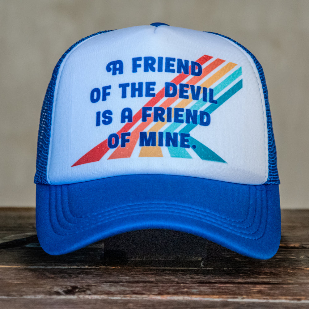 Trucker Hat | Hand Printed | Friend of the Devil | Blue – In Blue