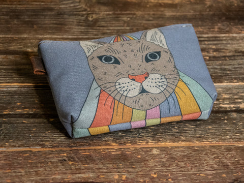 Magic Cat | Hand printed MEDIUM Canvas Pouch