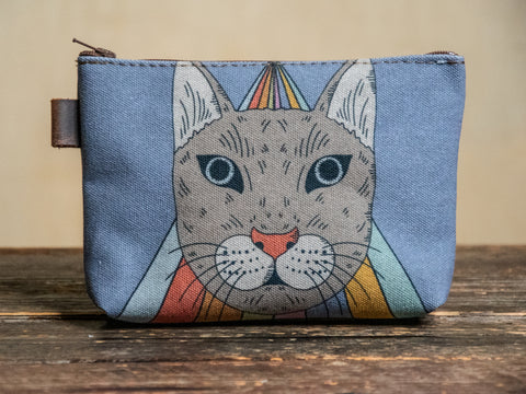 Magic Cat | Hand printed MEDIUM Canvas Pouch