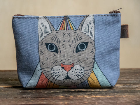 Magic Cat | Hand printed MEDIUM Canvas Pouch