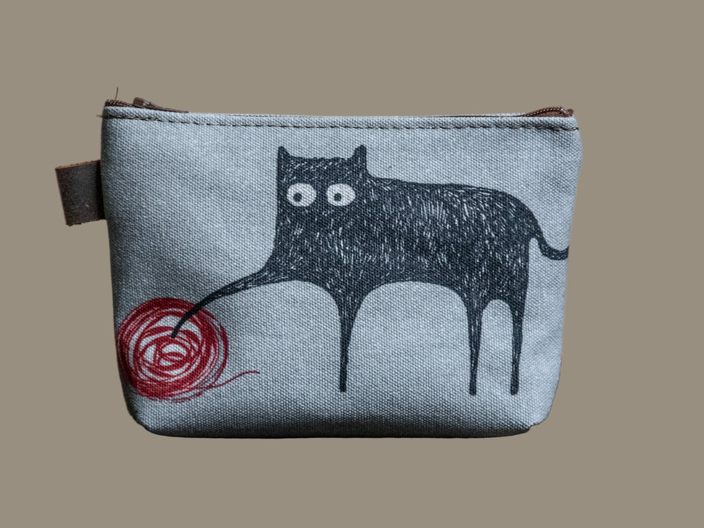 Meow | Hand printed MEDIUM Canvas Pouch