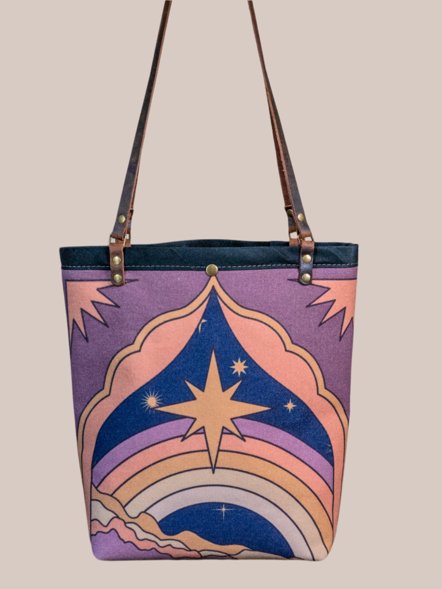 Spirit Moves |  Canvas and Leather tote bag  | Handprinted