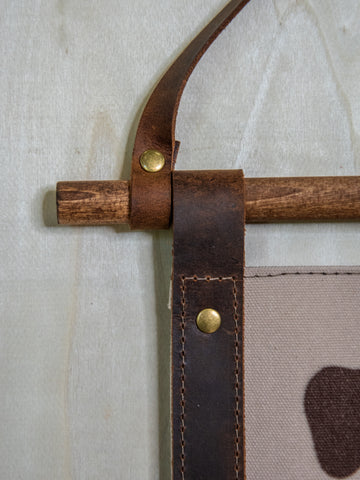 Wooden dowel rod + LEATHER strap