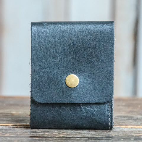 Ready to Ship | Leather Wallet | Leather Billfold Wallet | Tri - Toned Black/Blue/Wolf