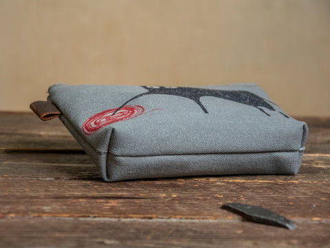 Meow | Hand printed MEDIUM Canvas Pouch