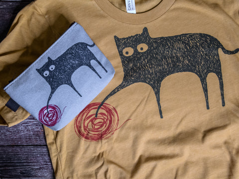 Meow | Hand printed MEDIUM Canvas Pouch