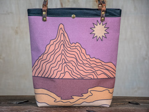 29 Palms |  Canvas and Leather tote bag  | Handprinted