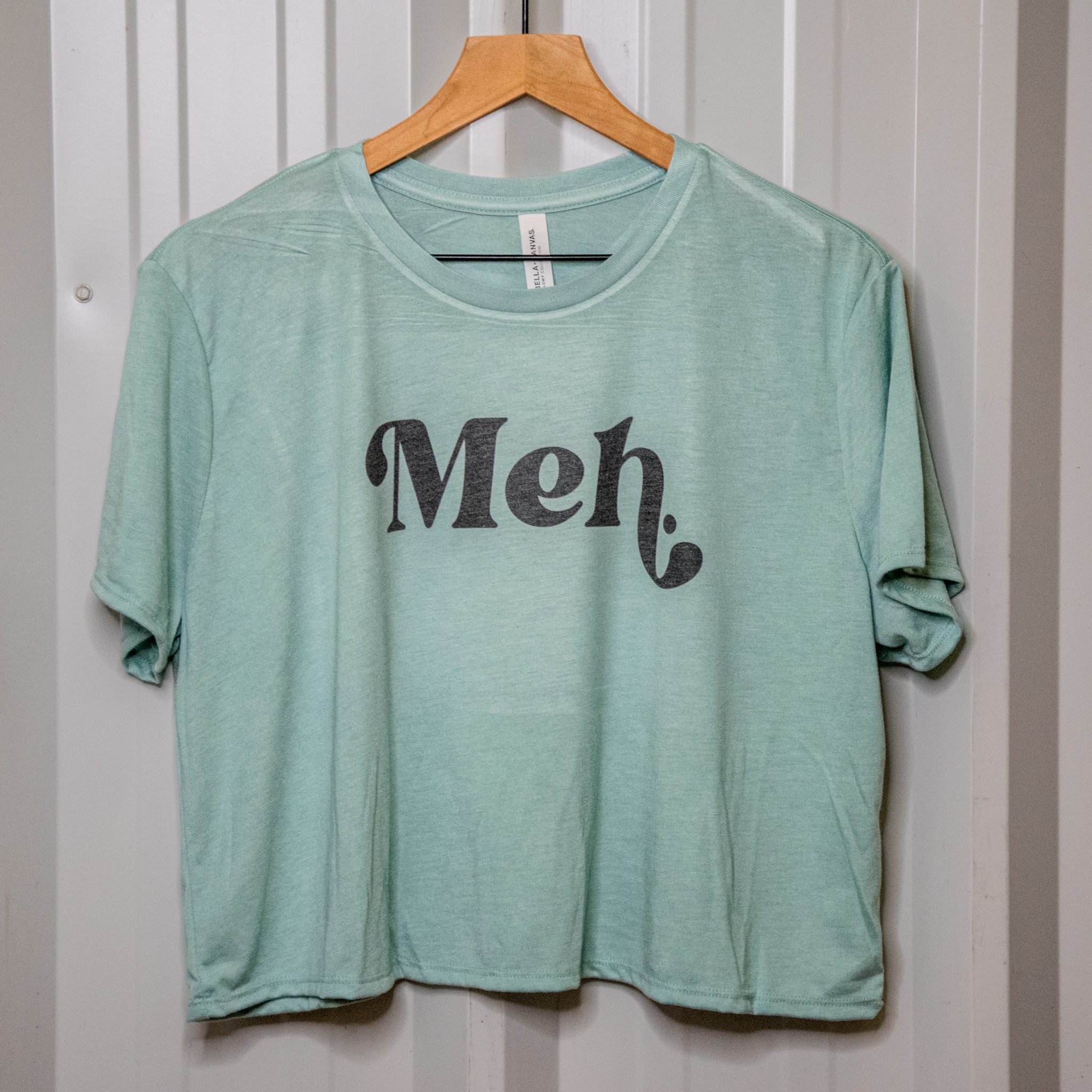 Handprinted T-shirt | Camp Blue | Meh | Dusty Blue |  Flowy Crop