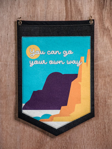 Ready to Ship | Backed Medium Camp Flag | Wall Decor | Go Your Own Way | Camp Blue