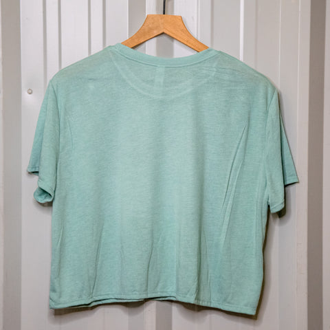 Handprinted T-shirt | Camp Blue | Meh | Dusty Blue |  Flowy Crop