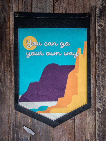 Ready to Ship | Backed Medium Camp Flag | Wall Decor | Go Your Own Way | Camp Blue