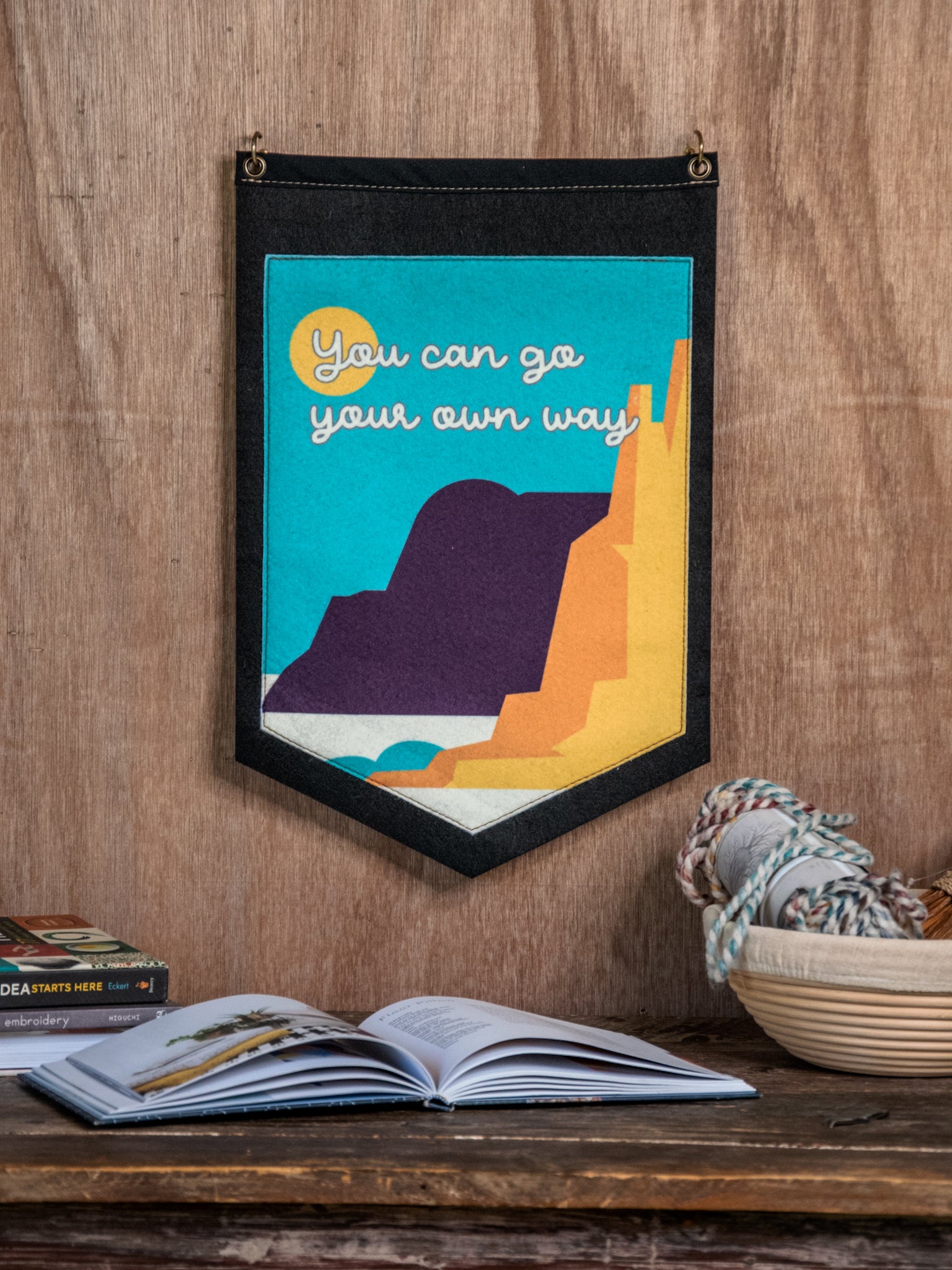 Ready to Ship | Backed Medium Camp Flag | Wall Decor | Go Your Own Way | Camp Blue
