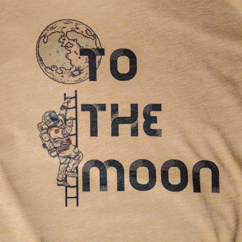 Handprinted T-shirt | Camp Blue | To the Moon! | Unisex Tri-Blend Mustard Tee