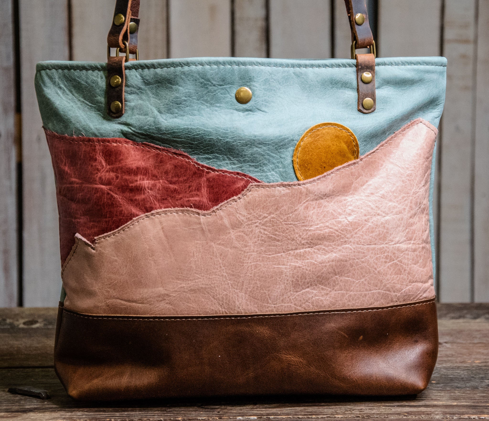 Ready To Ship | One of a Kind | Leather applique Caribbean Sunset Tote Snap  | Only one Available | E8