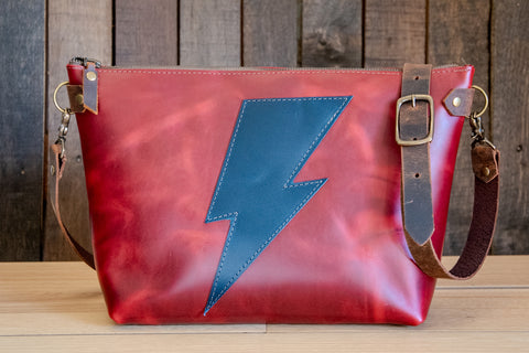 Limited Edition | Handmade Leather Purse | Leather Tote Bag | The Stardust Bowler | Crimson