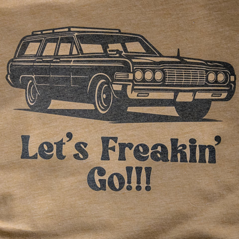 Handprinted T-shirt | Camp Blue | Let's Freaking Goooo!  | Unisex Tri-Blend Mustard Tee