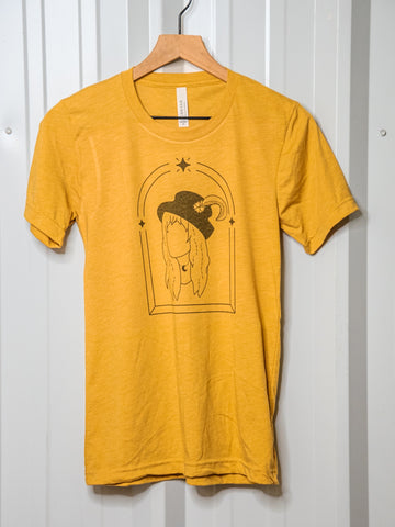 Handprinted T-shirt | Camp Blue | Stevie | Unisex Tri-Blend Mustard Tee