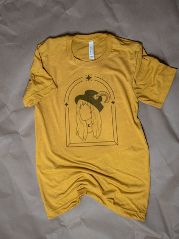 Handprinted T-shirt | Camp Blue | Stevie | Unisex Tri-Blend Mustard Tee