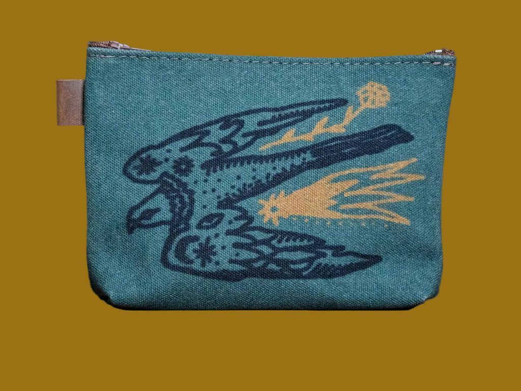 This Bird has Flown | Hand printed MEDIUM Canvas Pouch