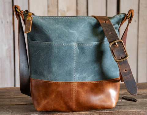 The MINI ML tote! | Waxed Canvas and leather tote bag | Multiple colors