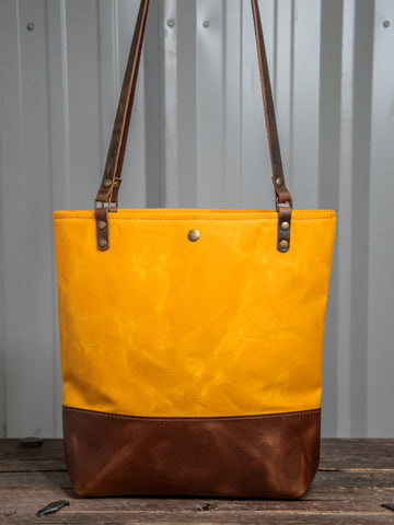 NEW RELEASE | The Essential Waxed Canvas and Leather tote | Closure and Strap Options