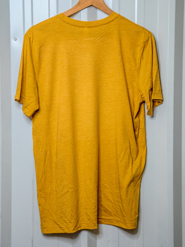 Handprinted T-shirt | Camp Blue | Willie  | Unisex Tri-Blend Mustard Tee