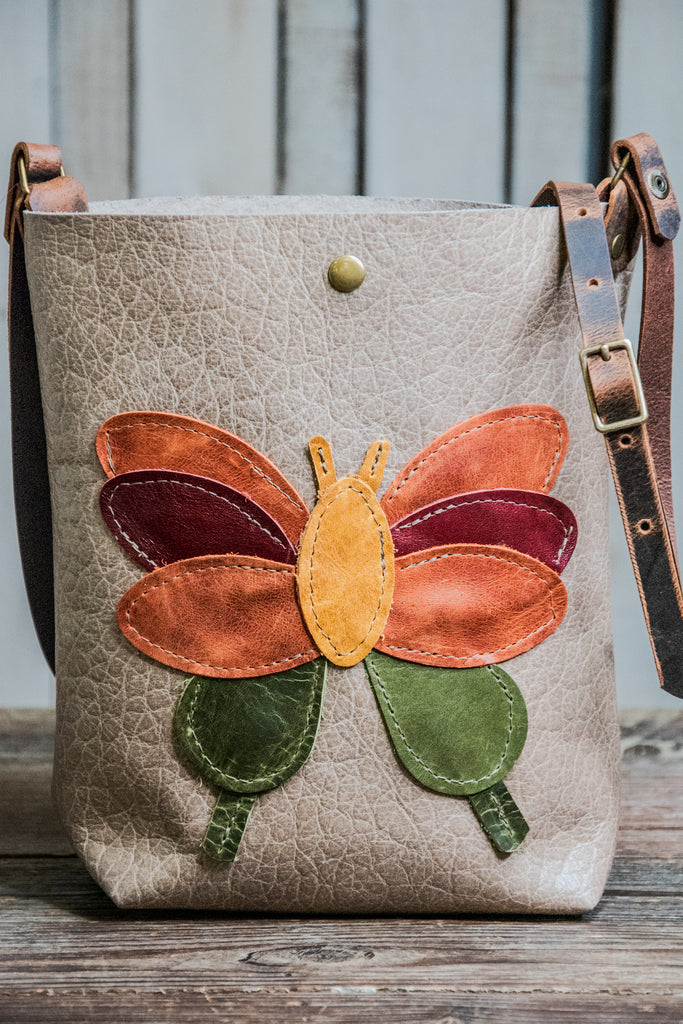 Ready to Ship | One of a Kind | butterfly ECO-FRIENDLY Leather Small North South tote | Only one Available | E3
