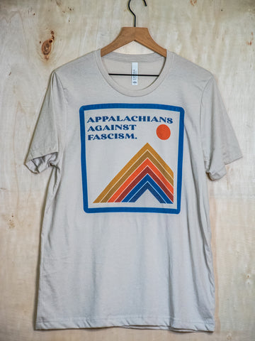 Made in USA | T-shirt | Unisex | Appalachians against fascism 70's Mountain | Heather Dust
