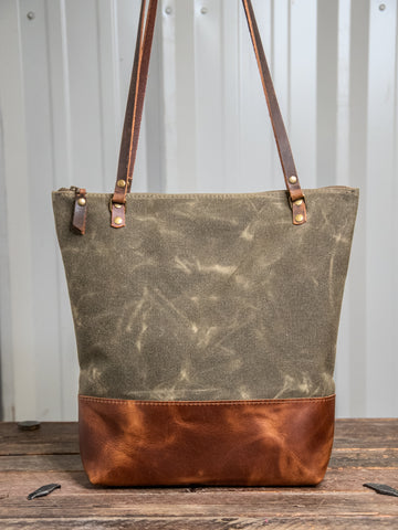 NEW RELEASE | The Essential Waxed Canvas and Leather tote | Closure and Strap Options