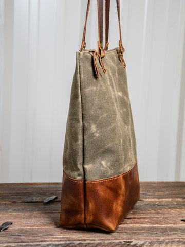 NEW RELEASE | The Essential Waxed Canvas and Leather tote | Closure and Strap Options