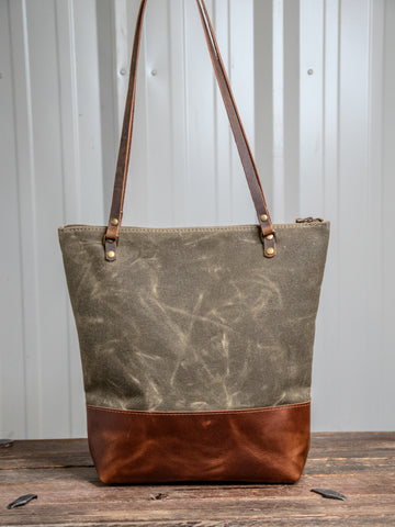 NEW RELEASE | The Essential Waxed Canvas and Leather tote | Closure and Strap Options