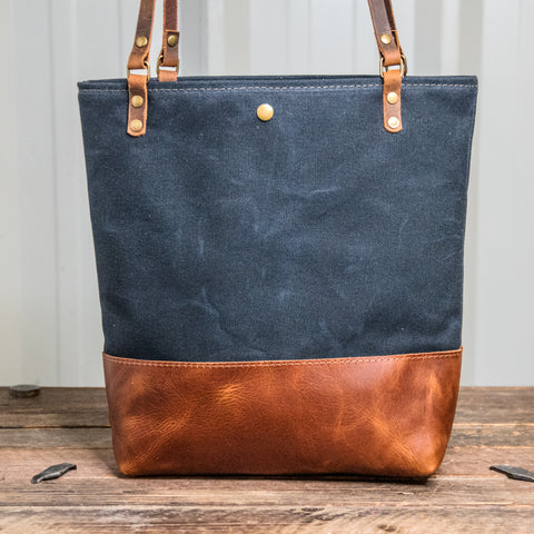 NEW RELEASE | The Essential Waxed Canvas and Leather tote | Closure and Strap Options