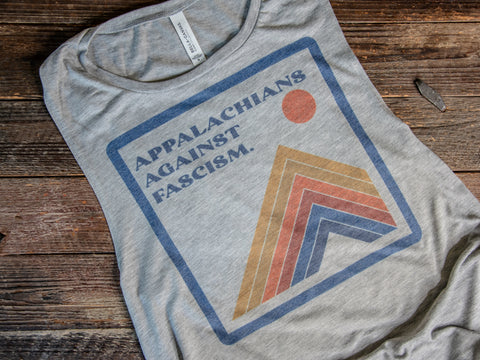 Made In Usa | Printed Muscle Tank | Heather Grey | Appalachians Against Fascism