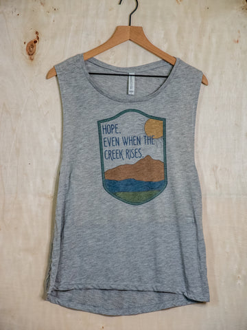 Made In Usa | Printed Muscle Tank | Heather Grey | Hope, Even when the Creek Rises
