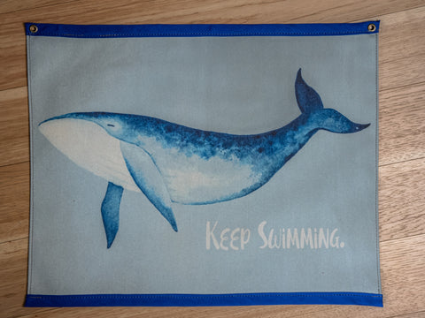 Ready to Ship | Canvas Banner | Wall Decor | Keep Swimming  | Camp Blue