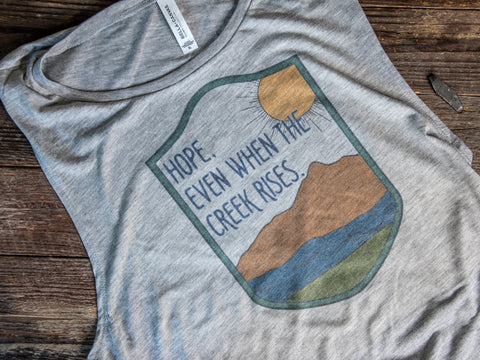 Made In Usa | Printed Muscle Tank | Heather Grey | Hope, Even when the Creek Rises