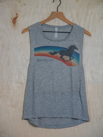 Made In Usa | Printed Muscle Tank | Heather Grey | Born To Run