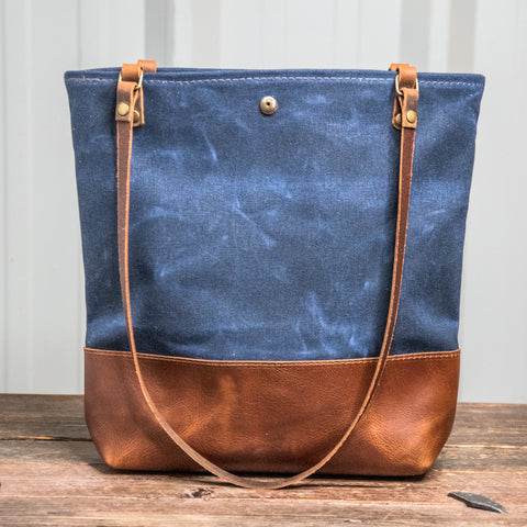 NEW RELEASE | The Essential Waxed Canvas and Leather tote | Closure and Strap Options