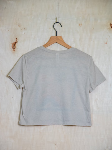 Handprinted Made in USA T-shirt | Appalachians Against Fascism | Oatmeal Flowy Crop