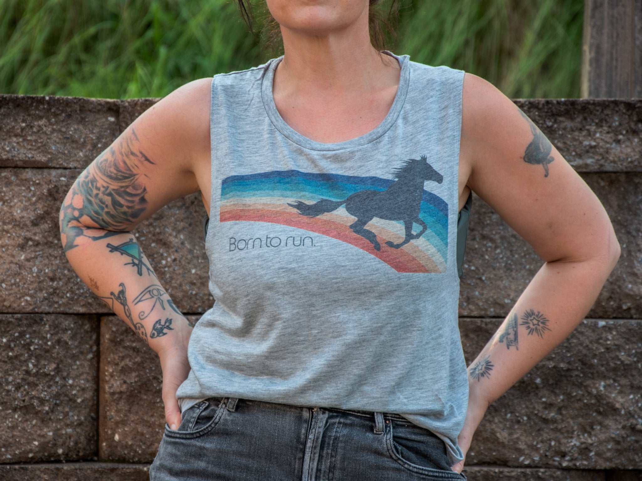 Made In Usa | Printed Muscle Tank | Heather Grey | Born To Run