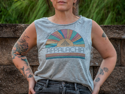 Made In Usa | Printed Muscle Tank | Heather Grey | Shackin' Up in Appalachia
