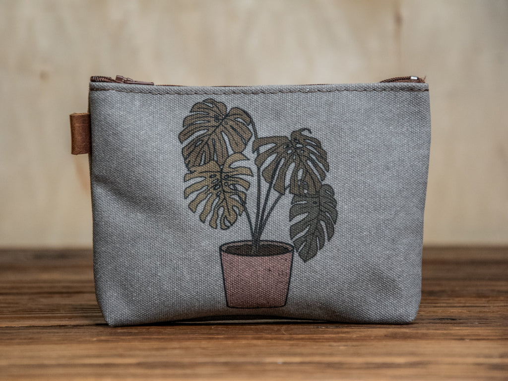 Monstera | Hand printed MEDIUM Canvas Pouch