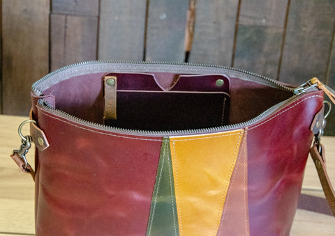 Limited edition | Handmade Leather Purse | Leather Tote Bag | The Backgammon 70's Bowler Bag