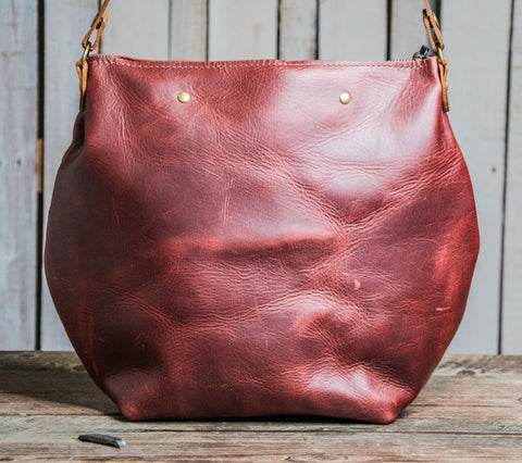 LIMITED RUN Eco-friendly Marie Leather Bag | Curved boho style merlot with Tassel | FLOWER POWER MERLOT
