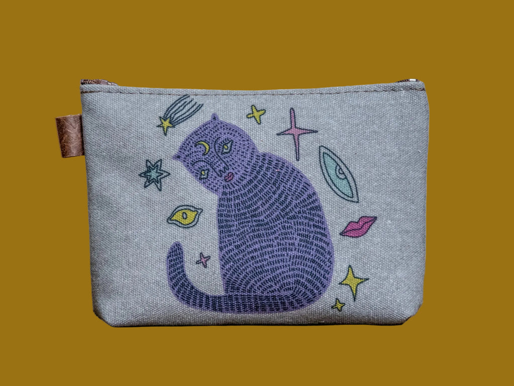 This Cat is Everything | Hand printed MEDIUM Canvas Pouch