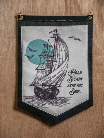 Ready to Ship | Backed Medium Camp Flag | Wall Decor | Steady with the Ship | Camp Blue