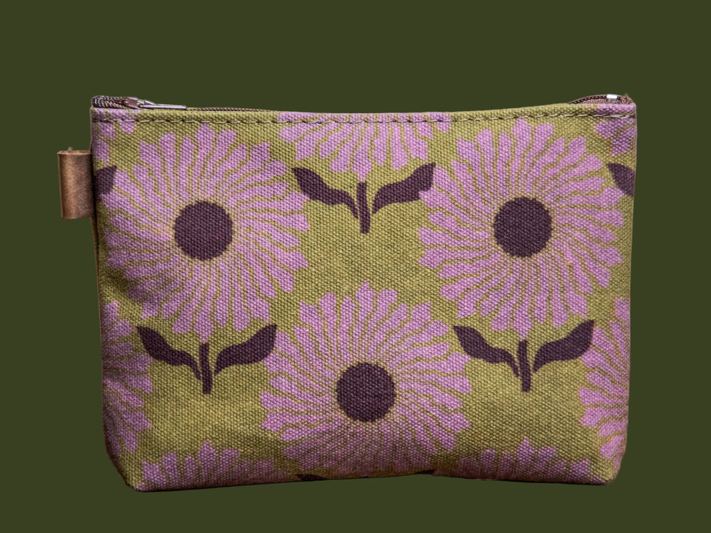Funky Floral | Hand printed MEDIUM Canvas Pouch