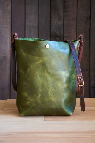 Handmade Leather Tote Bag | North South Small | Made in USA | Eco Friendly Leather