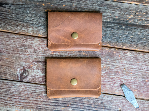 Ready to Ship | Leather Card Wallet | Card Holder | Braided Stamp Inside