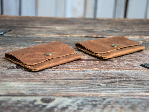 Ready to Ship | Leather Card Wallet | Card Holder | Braided Stamp Inside